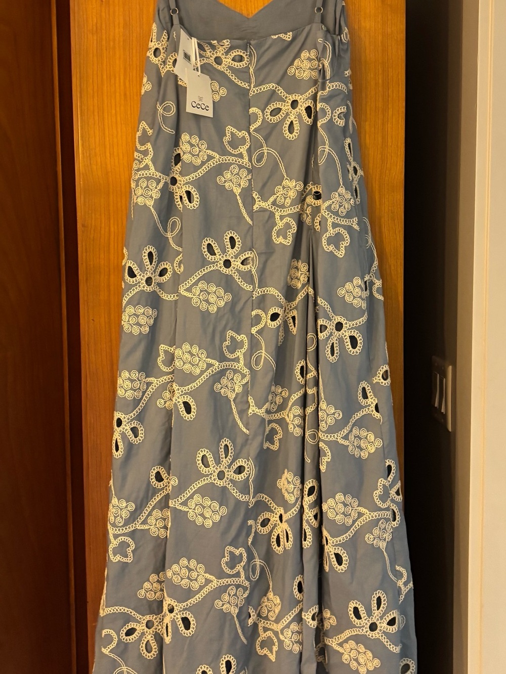 Ce Ce woven Embroidered Maxi dress in Coastal Blue. - Picture 8 of 9